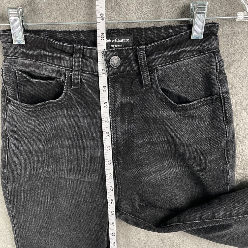 Juicy Couture Venice Straight Leg Jeans Womens 25 Black Wash Y2K Whimsygoth Dark - Picture 8 of 9